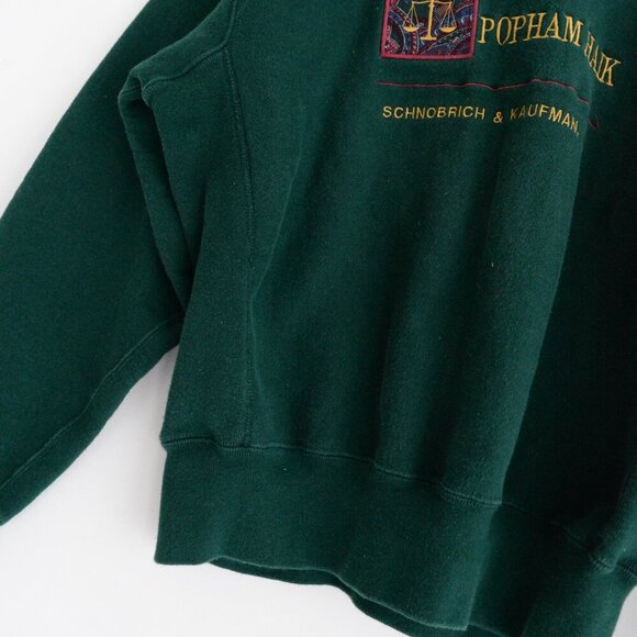 VTG '90S Signet Sportswear Hunter Green Embroidered Law Office Crew Neck Sweater - Picture 9 of 14